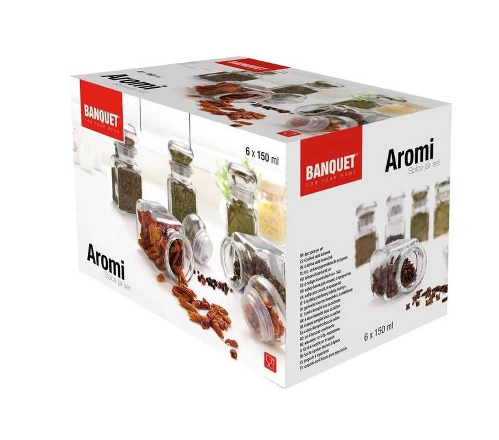 Zestaw szklanych pojemników na przyprawy, 6x150 ml Aromi Banquet