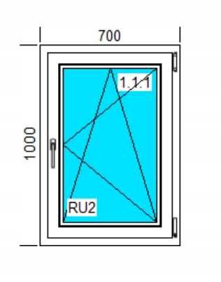 Okna PCV 700x1000 RU Białe Prawe