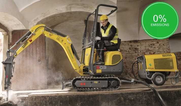 Wynajem minikoparki 1 tona 1.8 t, 2.5 t, 3.5 tony z młotem i wiertnicą