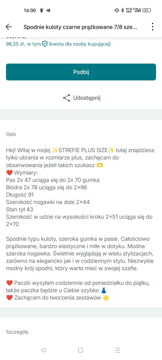 Spodnie uniqlo czarne kuloty prążek prążkowane 7/8 na gumce plus size