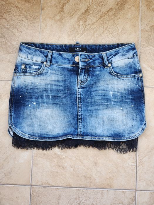 Джинсова міні-спідниця з мереживом AMN, Amnesia, розмір  27