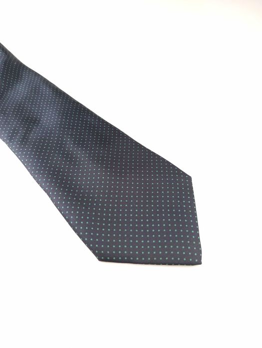 Nickerson granatowy jedwabny krawat w groszki ap08