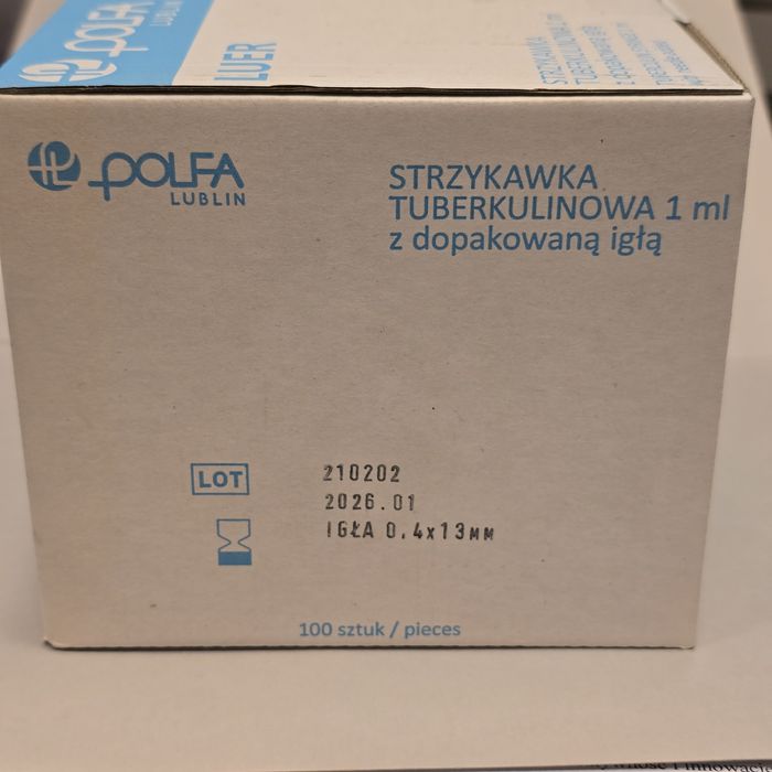 Strzykawka tuberkulinowa insulinowa 1 ml z igła 100 sztuk
N