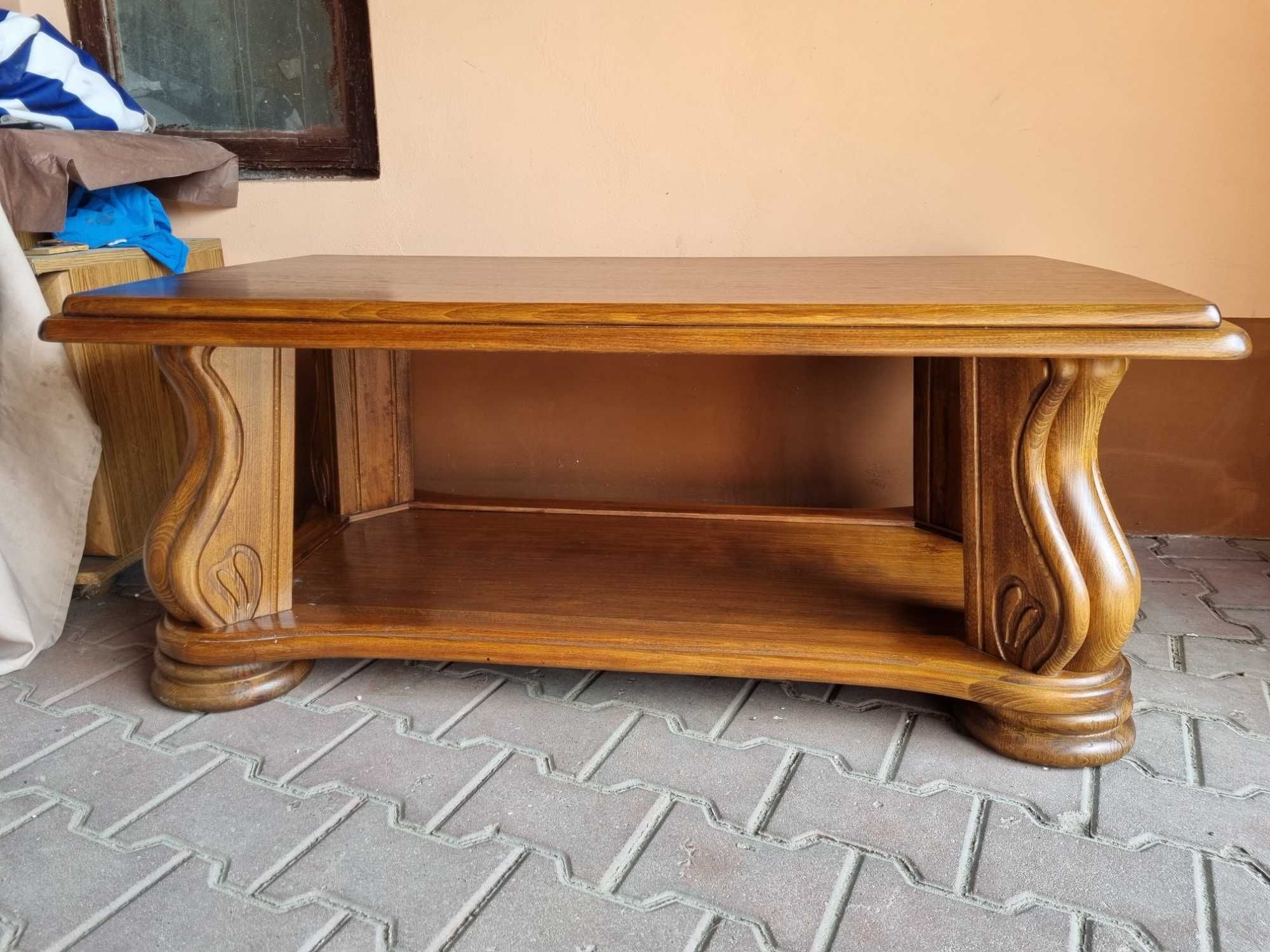 Stylowa drewniana ława ciemny orzech