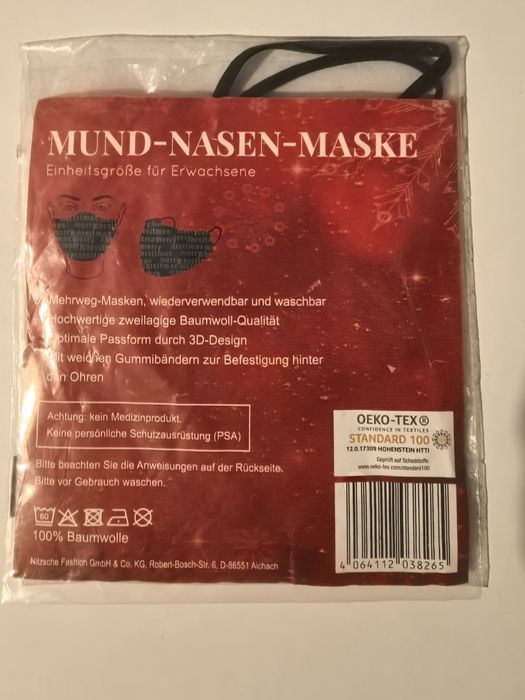 Maseczka na usta i nos - motyw świąteczny