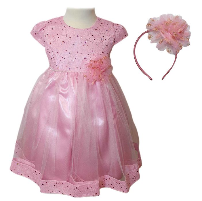 Likwidacja Wyprzedaż Piękna tiulowa wizytowa Sukienka dziewczęca 92