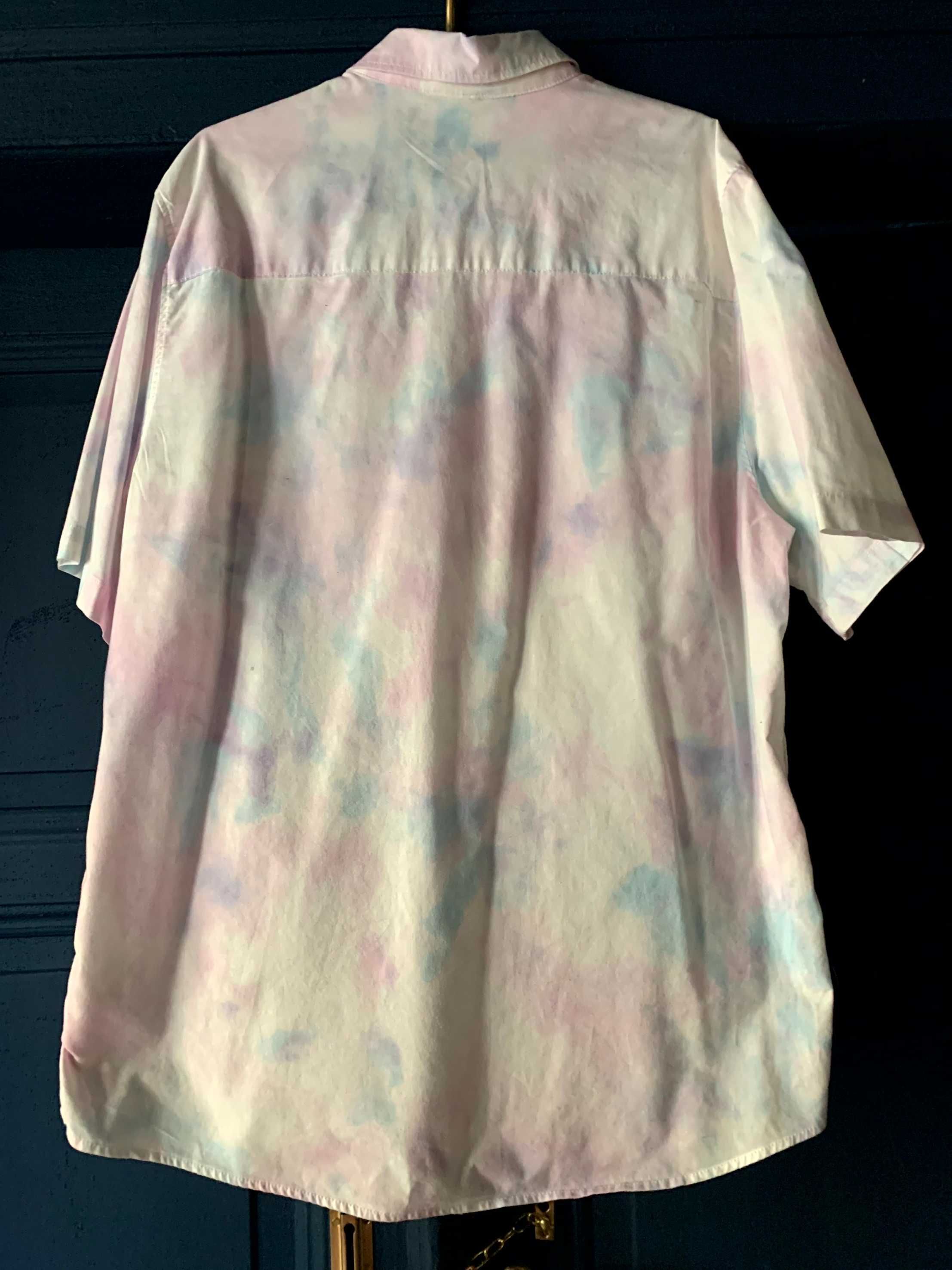 H&M Divided pastelowa koszula tie-dye krótki rękaw 100% bawełna XL DB