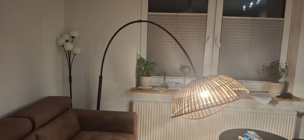 Lampa stojąca, podłogowa Boho, bambus,ratan