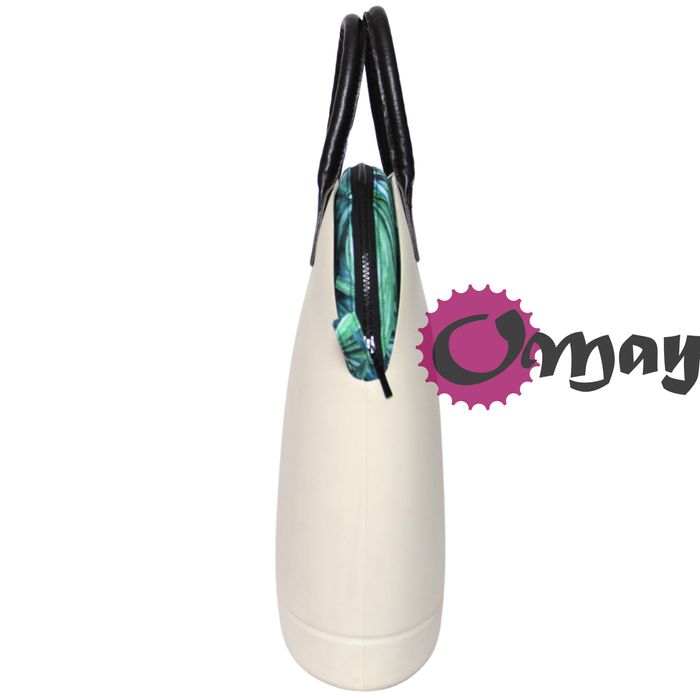 Czarny organizer do OBAG 50 liście monstera zielony 2 kieszenie OMAY