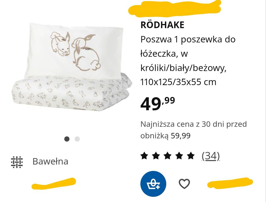 Pościel dla dzieci lenast Ikea, poszewka rodhake