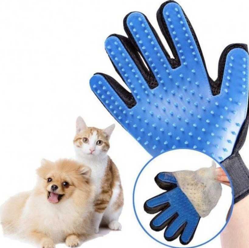 Перчатка для вычесывания шерсти котов, собак, для чистки животных