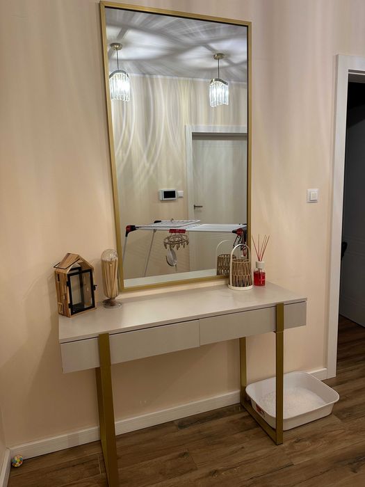 Toaletka z lustrem - komoda i szafka, lustro – kolor kaszmirowo złoty