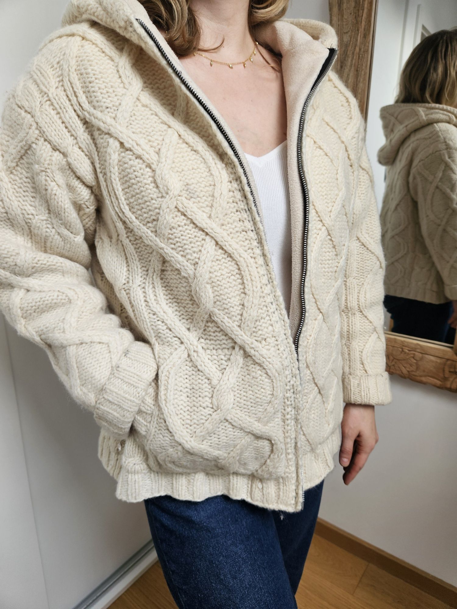 Wełniany sweter/ bluza na zamek, Nepal wool