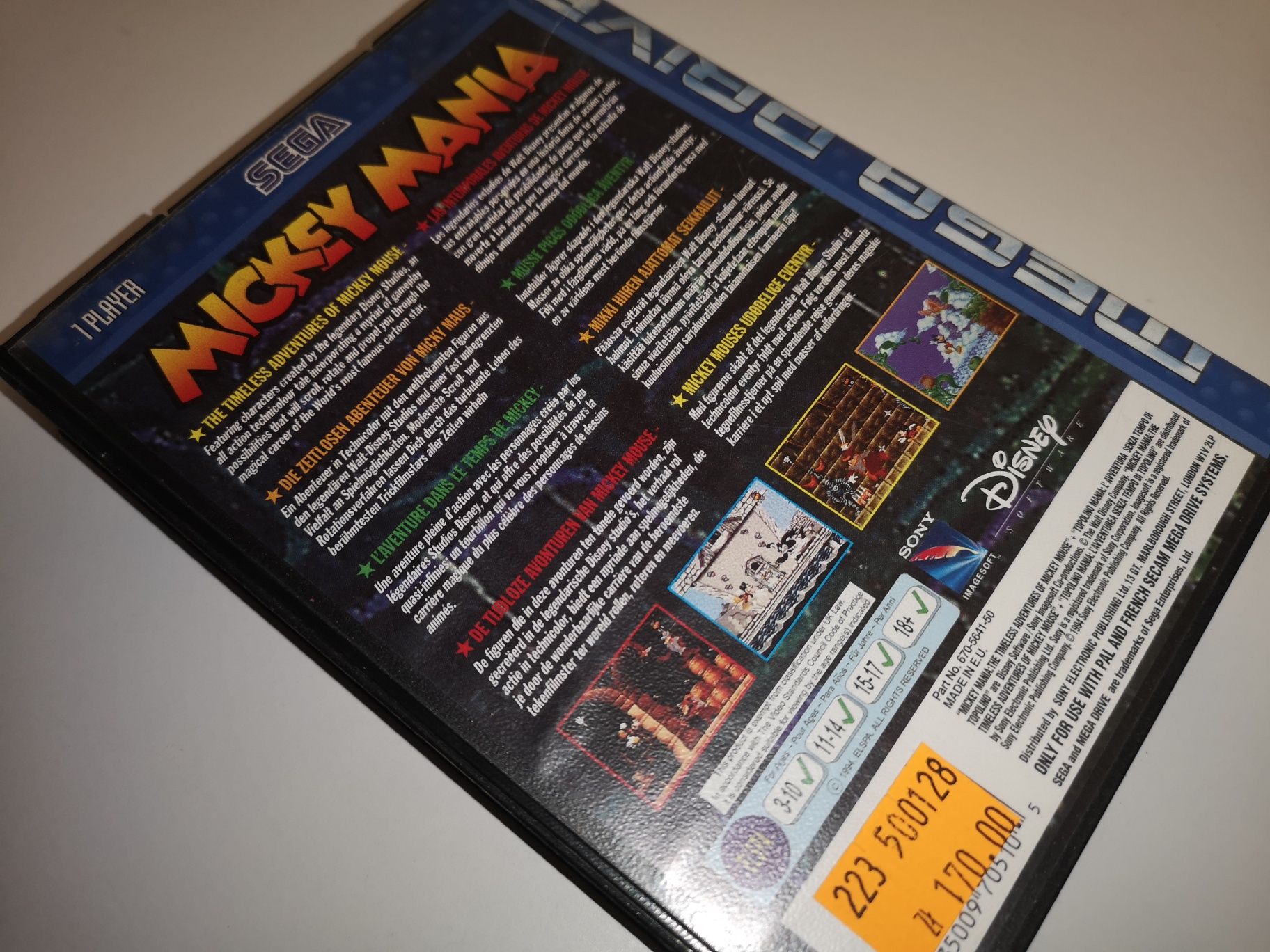 Mickey Mania SEGA MEGA DRIVE gra (oryginał testowany Box) kioskzgrami