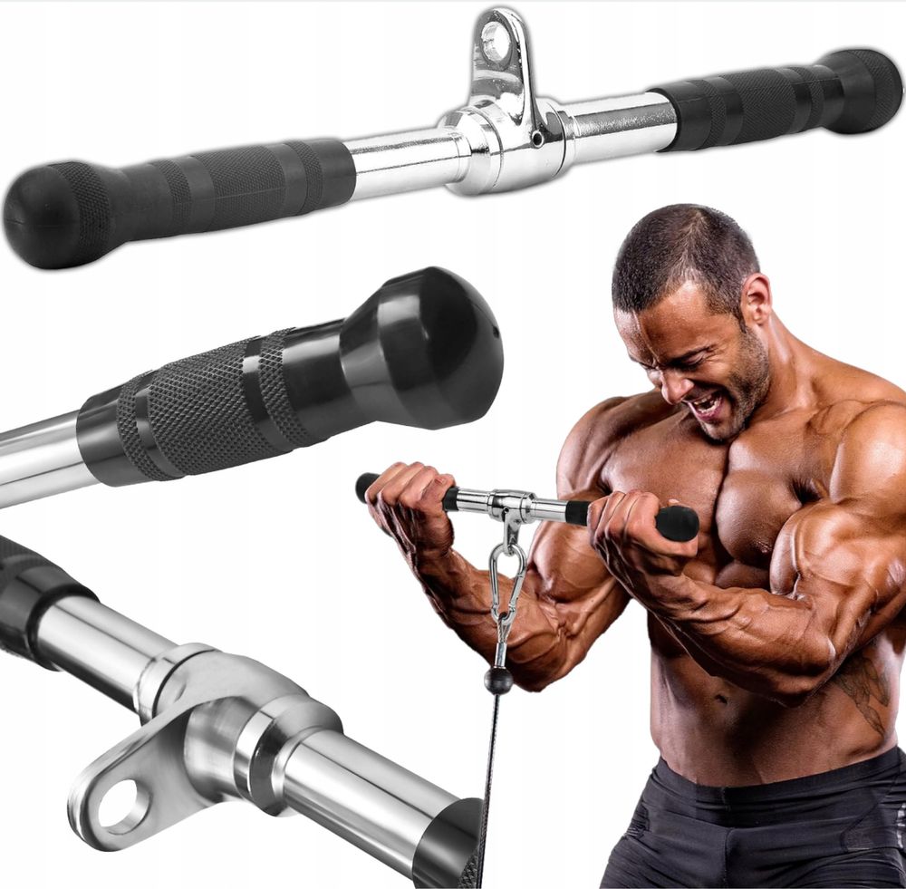 Prosty Uchwyt Do Wyciągu Atlas Gryf Drążek Obrotowy Na Triceps 45.5 cm