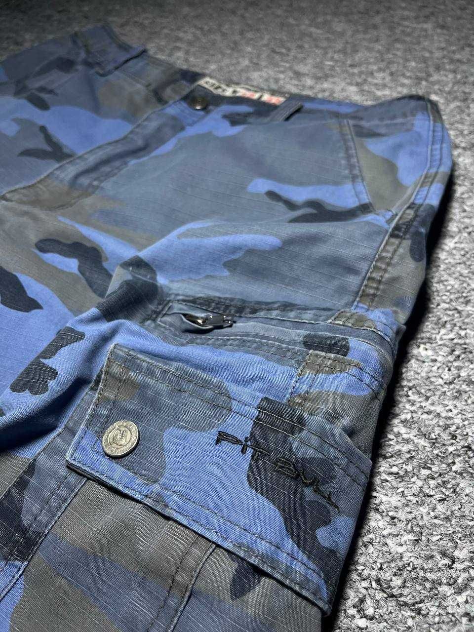 Карго шорти PIT BULL Vintage Blue Camo Military-brandit RAP sk8 y2k  M