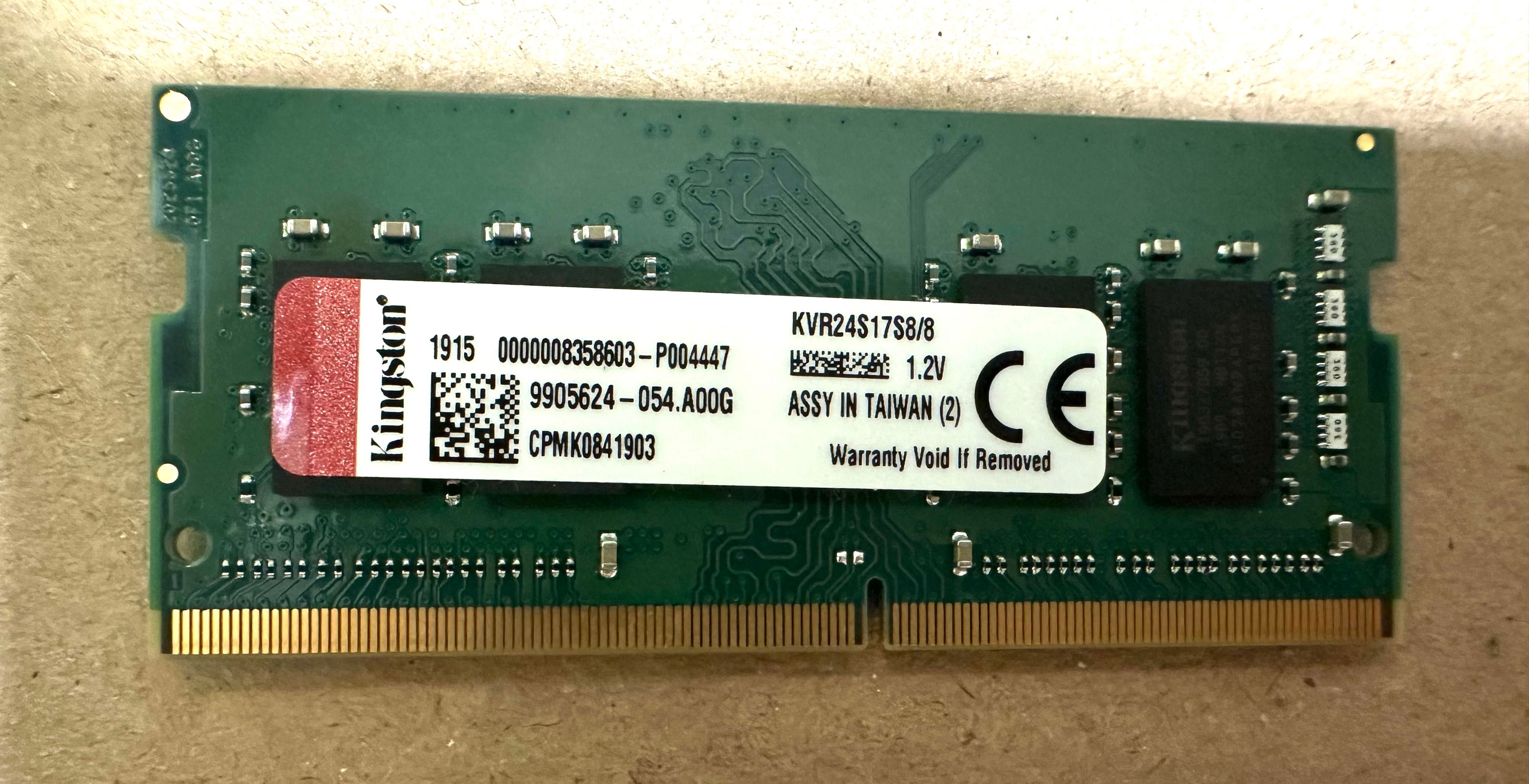 Оперативна пам'ять Kingston SODIMM DDR4-2400 8192MB PC4-19200