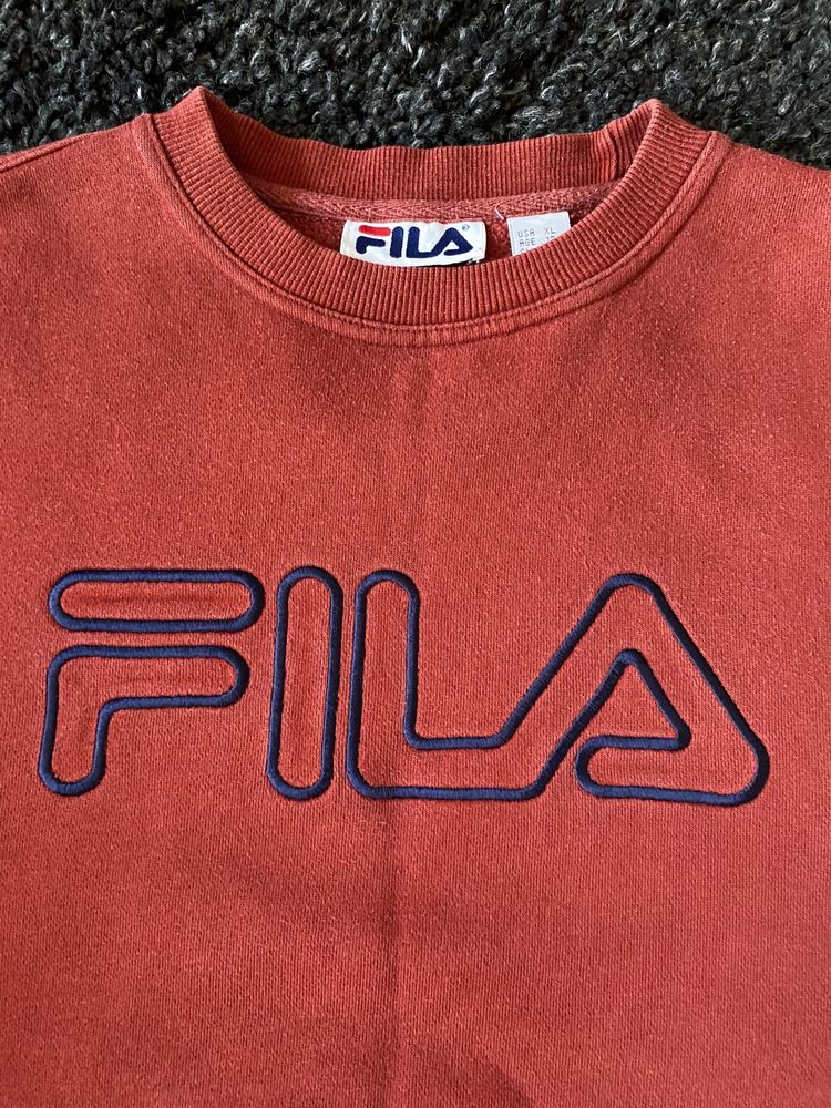 Bordowa bluza Fila vintage unisex