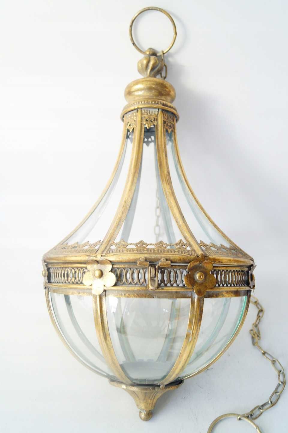 Lampion latarnia wisząca retro gięte szkło piękna