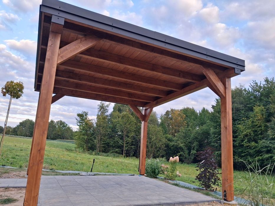 Zadzaszenie bali, tarasu wiata drewniana garaż balia jacuzzi