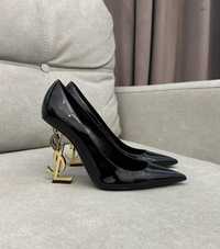 Женские черные туфли лодочки YSL Opyum Pumps  Yves Saint Laurent