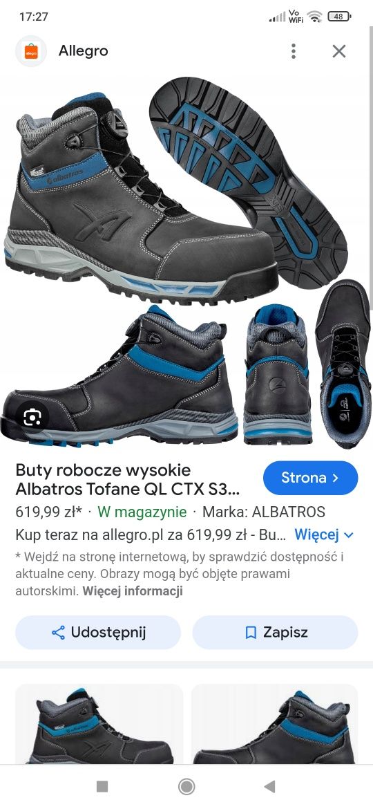 Wytrzymałe buty zakupione w Niemczech. Raz przymierzone.