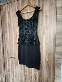 Czarna sukienka baskinka na ramiączka rozmiar M
