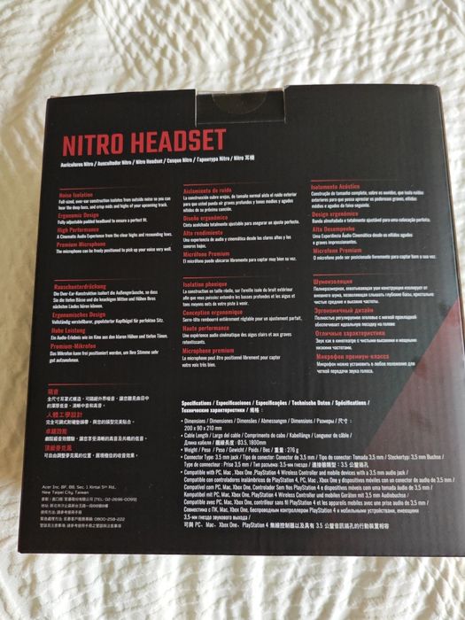 Headset Auscultadores gamer Acer Nitro NHW820 NOVO SELADO