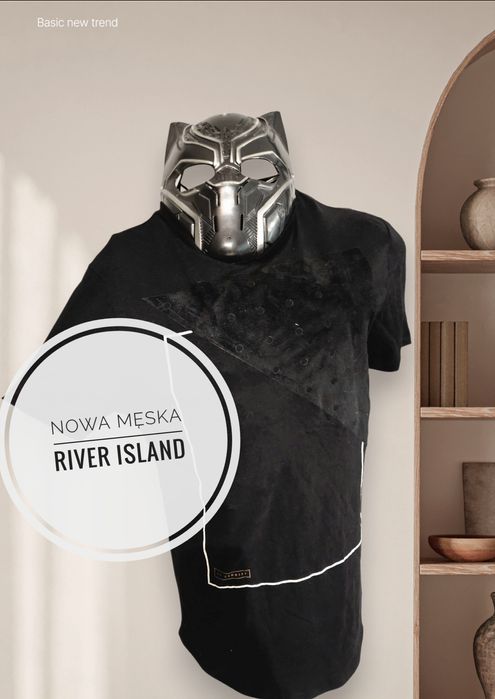 Nowy t-shirt river Island czarny męski