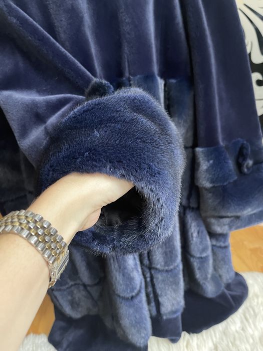 22.12 примірки Київ, норкова шуба Італія 90 см, синя, ексклюзив, 44-46