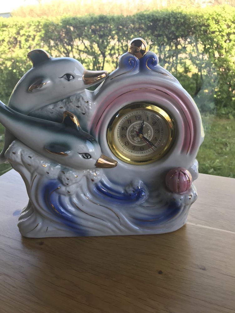 Zegar porcelanowy ceramika porcelit ryby