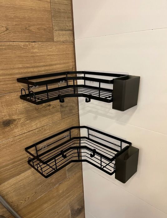Nowa czarna półka łazienkowa narożna 2x
