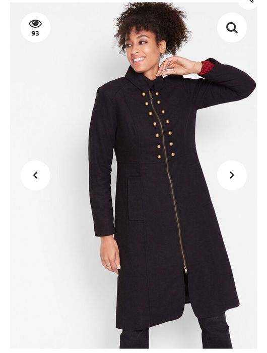 Płaszcz czarny militarny złote guziki Bonprix 54 jak nowy