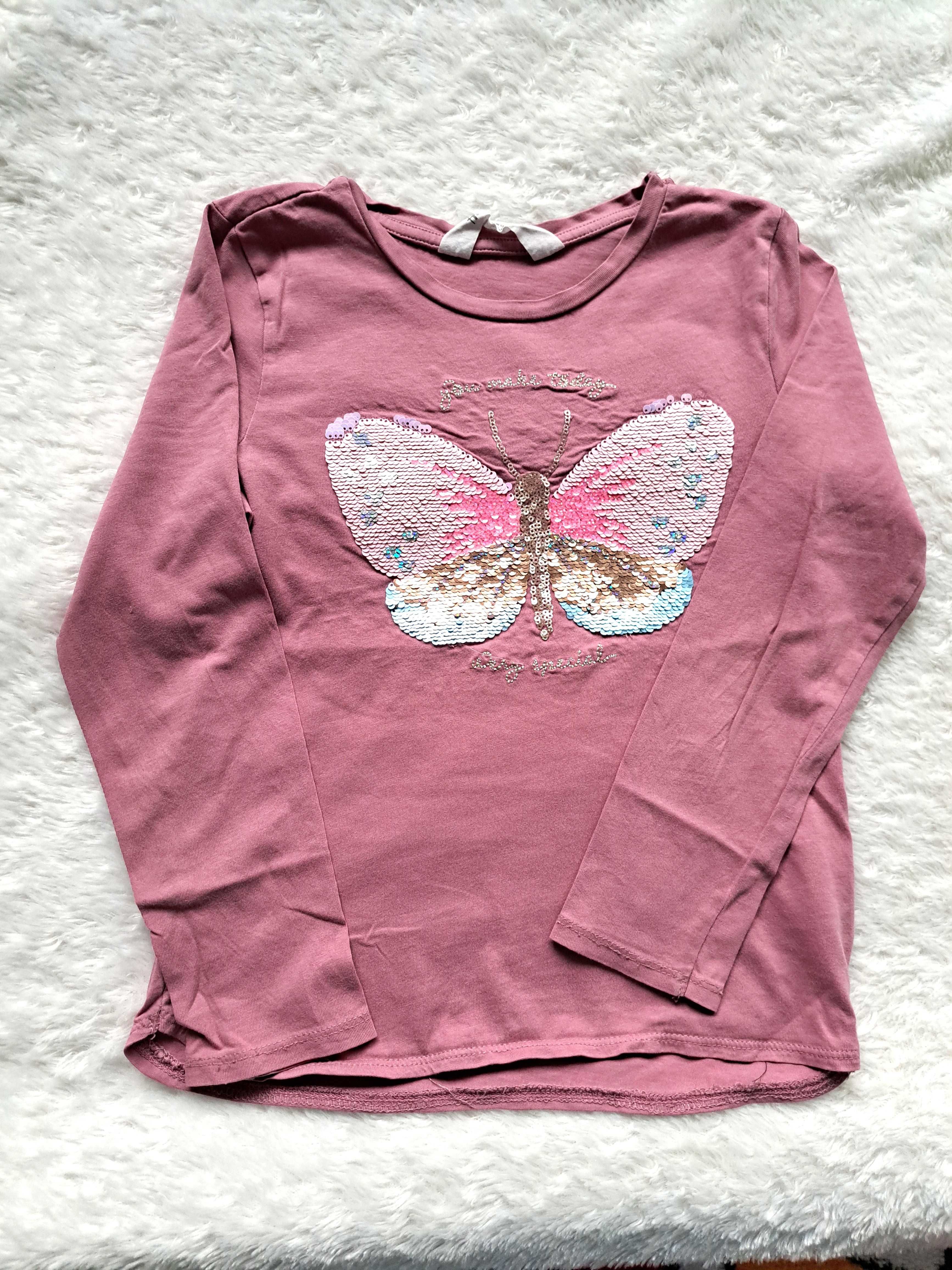 Bluzka z odwracanymi cekinami, motyl H&M 122/128