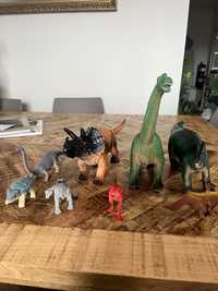 Zestaw 3 dużych gumowych dinozaurów 25-37cm i 5 małych dinozaury