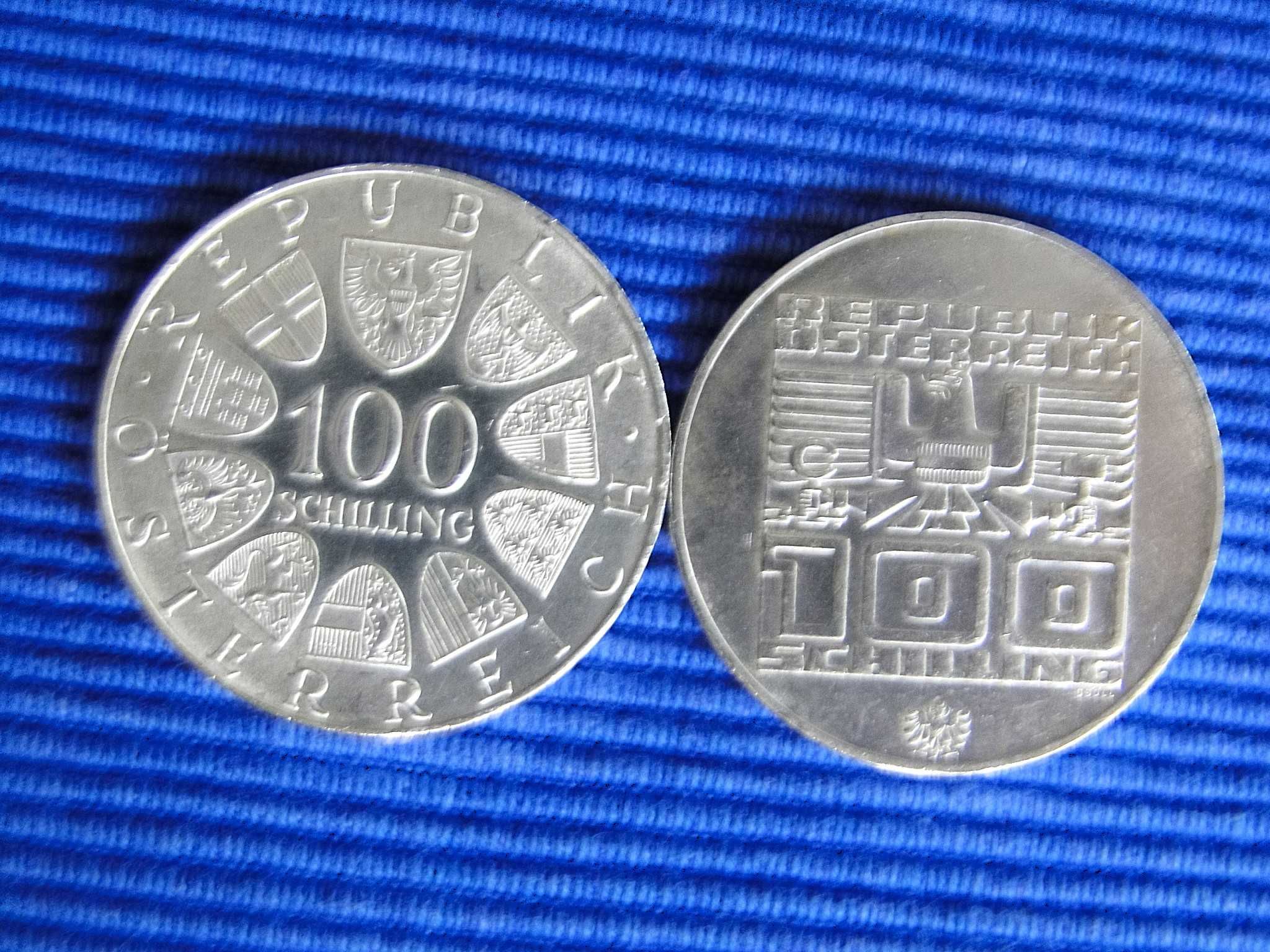 Zestaw 2 monety srebrne z 1976 r. 100 Schillingów