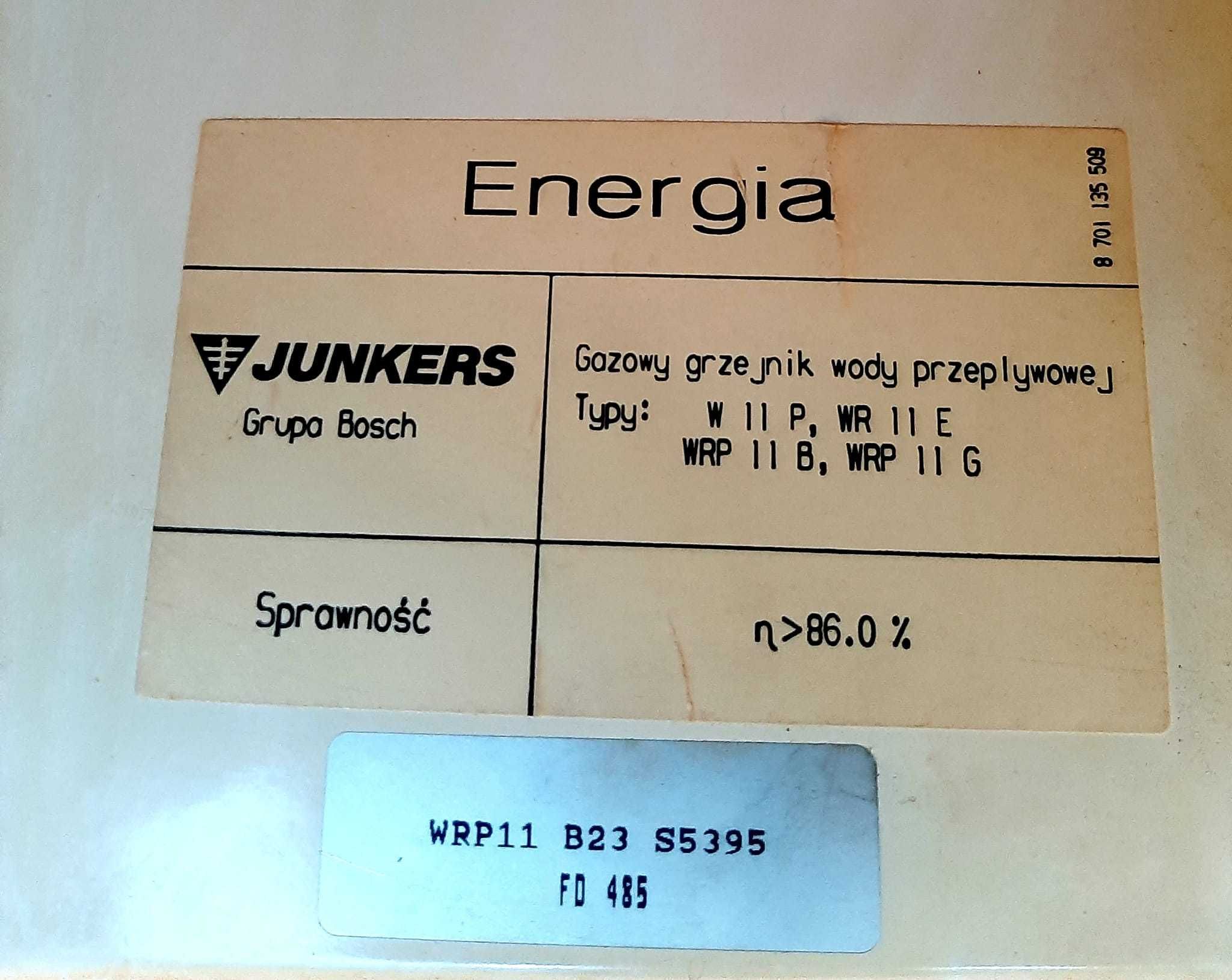 Piecyk grzejnik gazowy wody przepływowej terma JUNKERS WRP11 B23