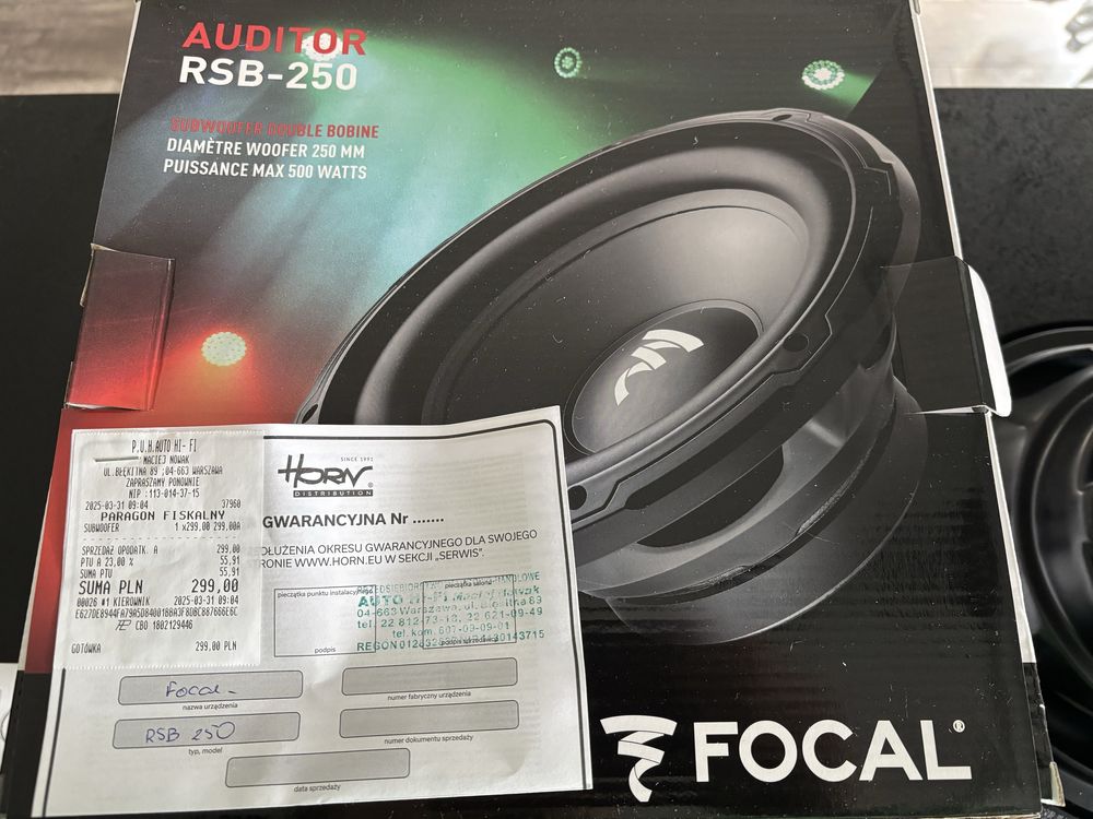 Głośnik basowy Focal RSB- 250  25cm jak nowy