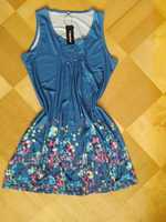Nowa Sukienka tunika w kwiaty damska niebieska L na plaże