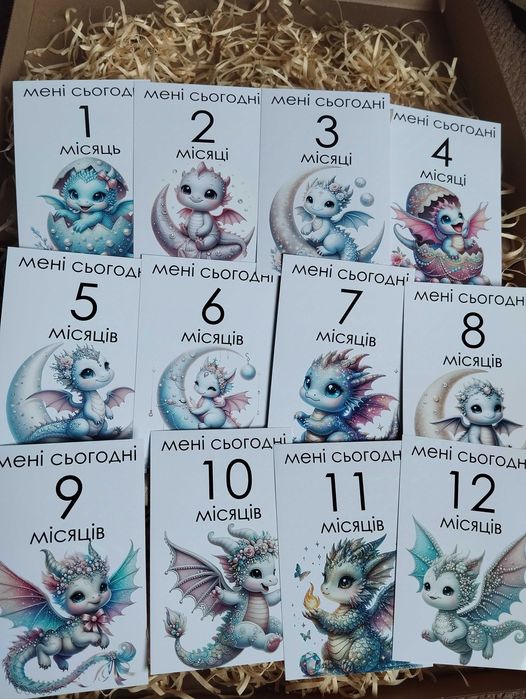 Картки для фотосесії малюків по місяцях
