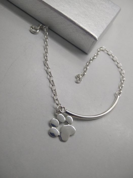 Srebrna bransoletka z psią łapką srebro 925 długość 20 cm   108
