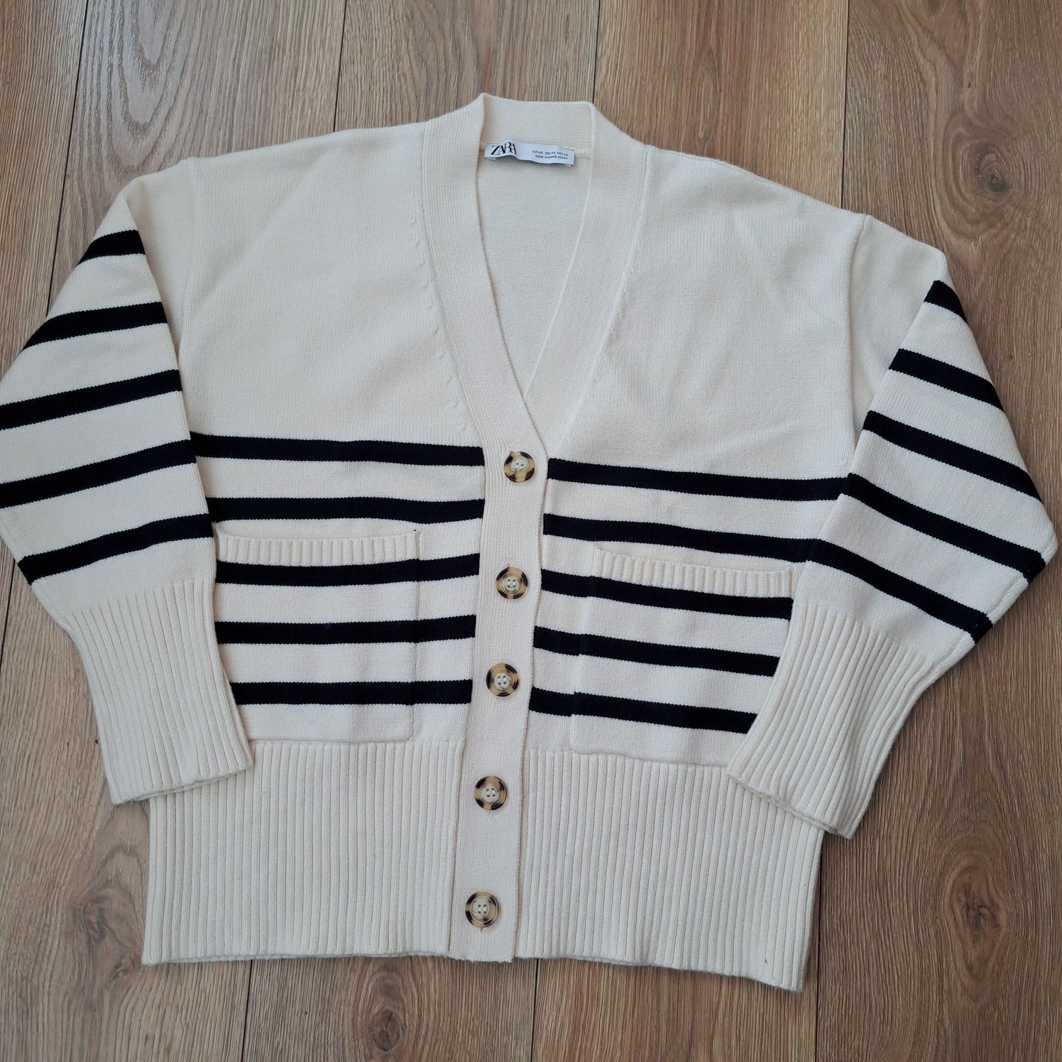 Sweter kardigan w paski Zara XS