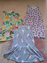 Trzy sukieneczki dla dziewczynki na lato H&M r. 110/116
