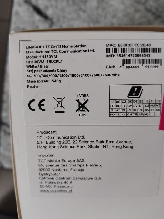 Ruter TCL Cat 13 Model HH130VM nowy
