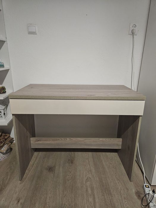 Biurko dziecięce z szufladą dąb sonoma kremowa biel