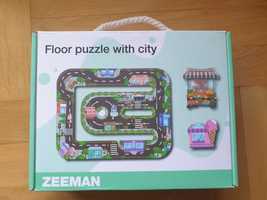 piękne duże puzzle podłogowe Zeeman - ulice miasta, 0,75x0,95m