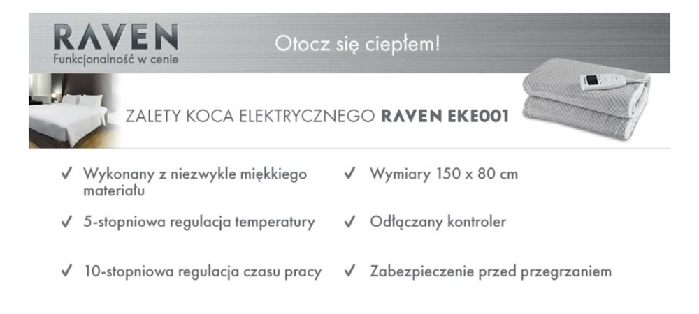 Koc elektryczny Raven EKE001 nowy