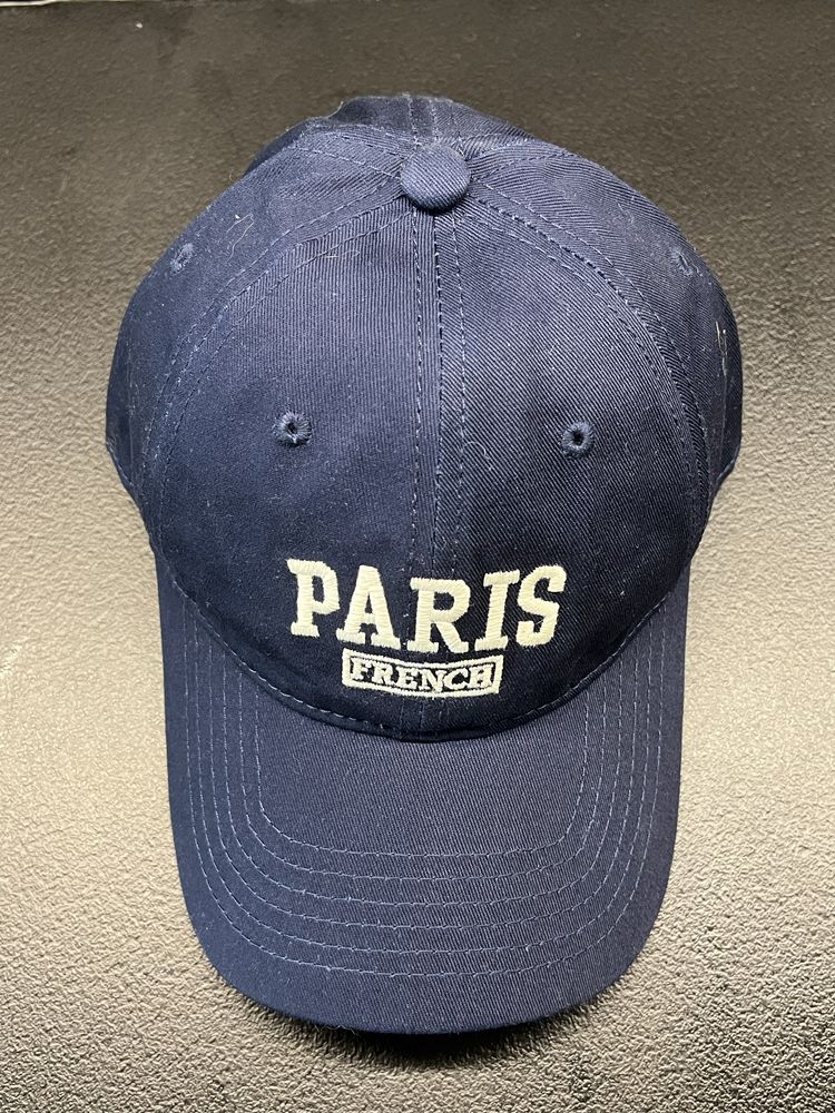 Nowa granatowa czapka z daszkiem Paris bawełniana unisex vintage