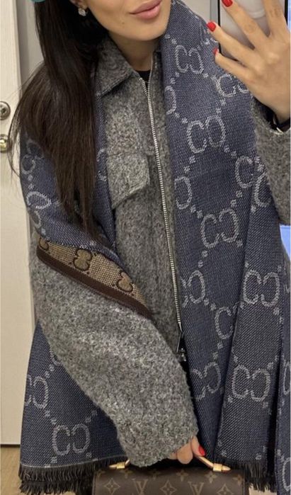 Теплий двосторонній шарф у стилі гуччи