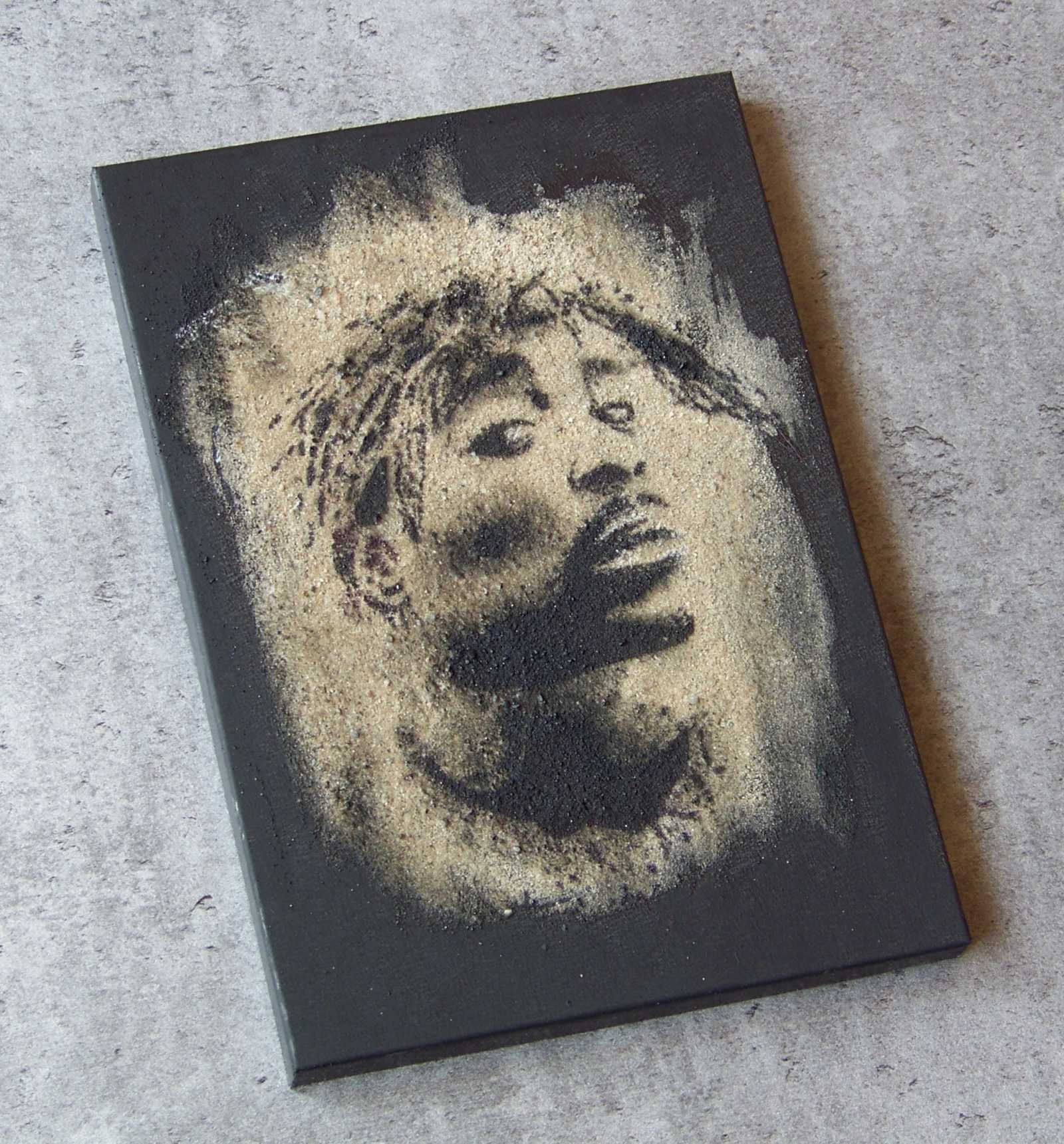Tupac Unikatowy obraz akrylowy ręcznie malowany na piasku... 2pac